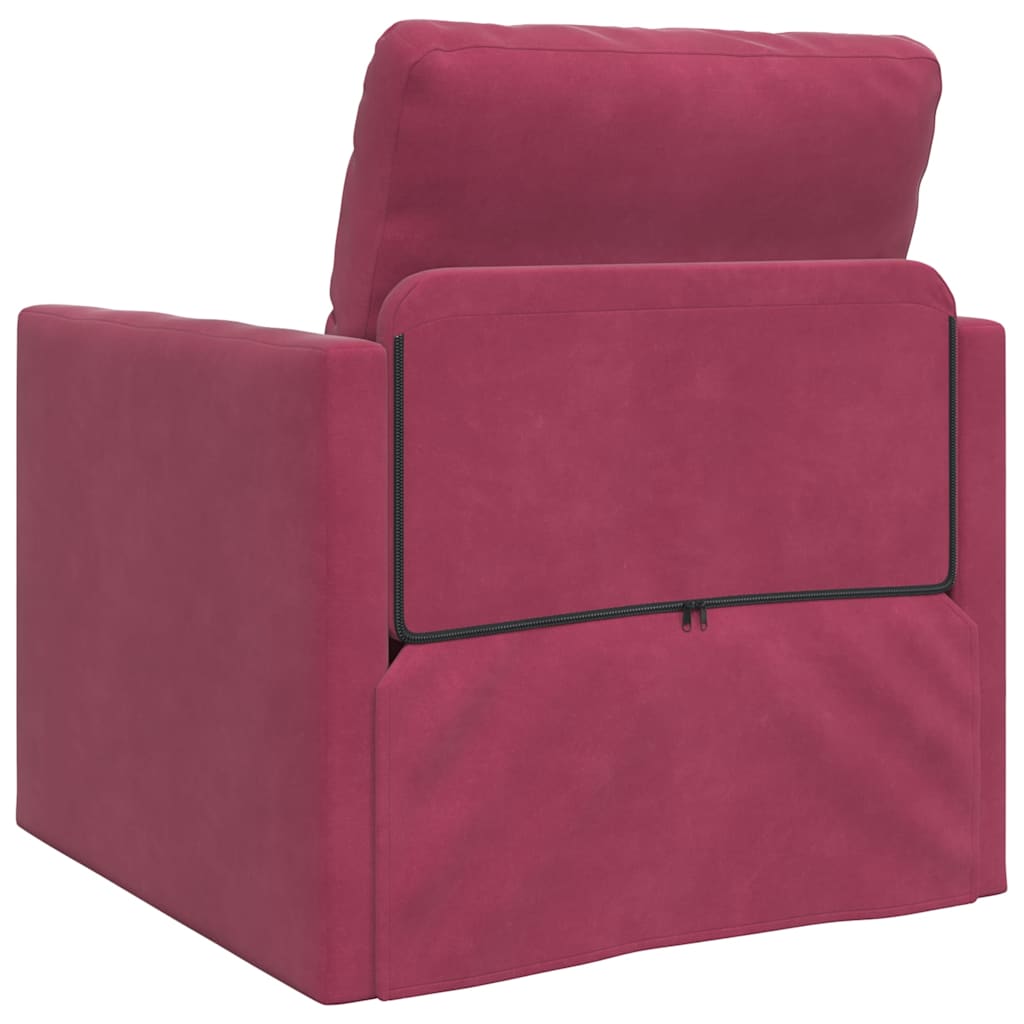 Floor Sofa Bed with Cushion Wine red 74 x 77 x 81 cm Velvet